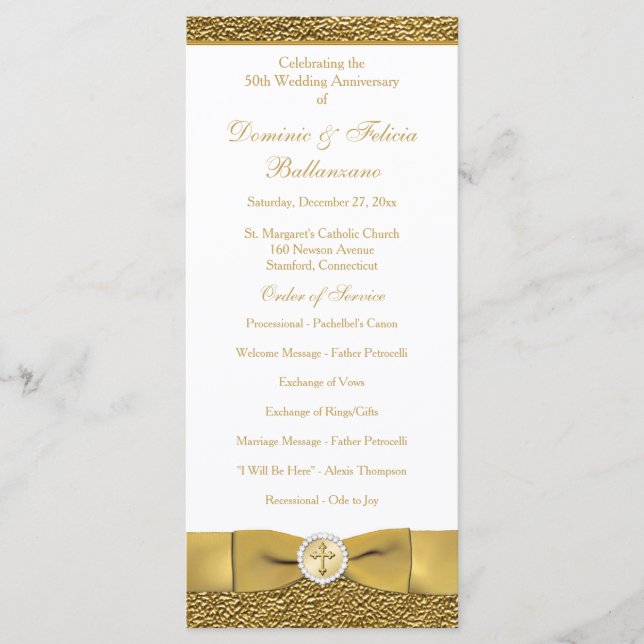 Programa de Renovação de Vow do Casamento de ouros (Frente)