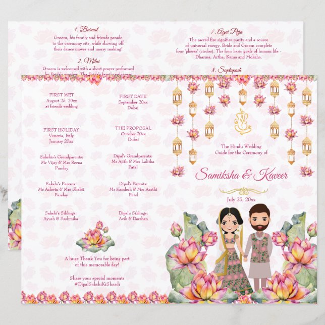 Programa de rituais de casamento indianos Lotus la (Frente/Verso)