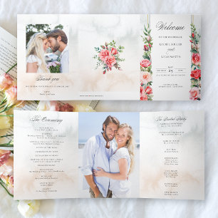 Programa de rosas e caligrafia rosa com aquarelas