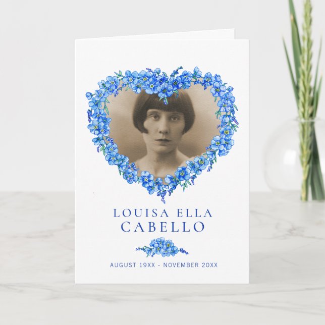 Programa de serviço de funeral azul esqueça-me-not (Frente)