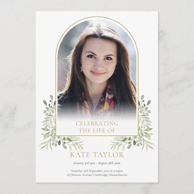 Programa de Serviço Funeral de Folhagem de Arco Do (Frente)