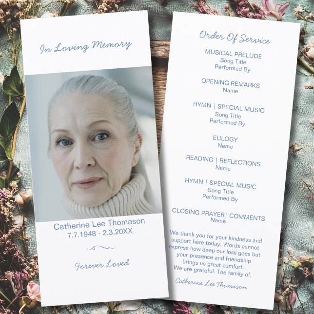 Programa de Serviço Funeral Simples com Foto Plano (Simple Photo Funeral Order Of Service Flat Program
)