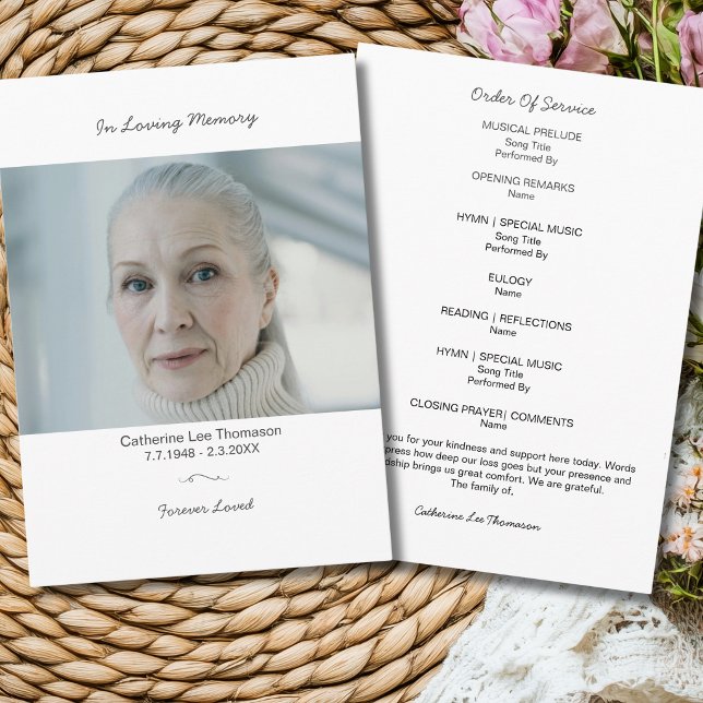 Programa de Serviço Funerário Elegante Com Foto (Elegant Funeral Service Program With Photo
)