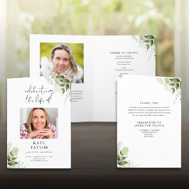 Programa de Serviço Funerário Floral Verde Dobrado
