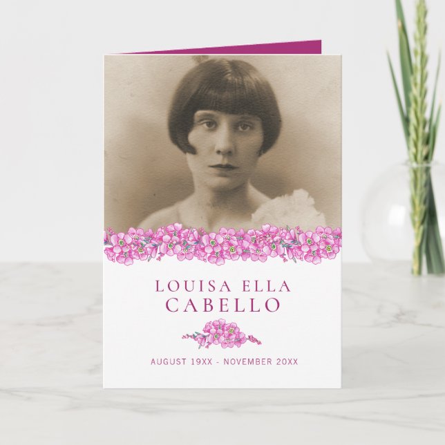 Programa de serviços funerários, cor-de-rosa, e nã (Frente)