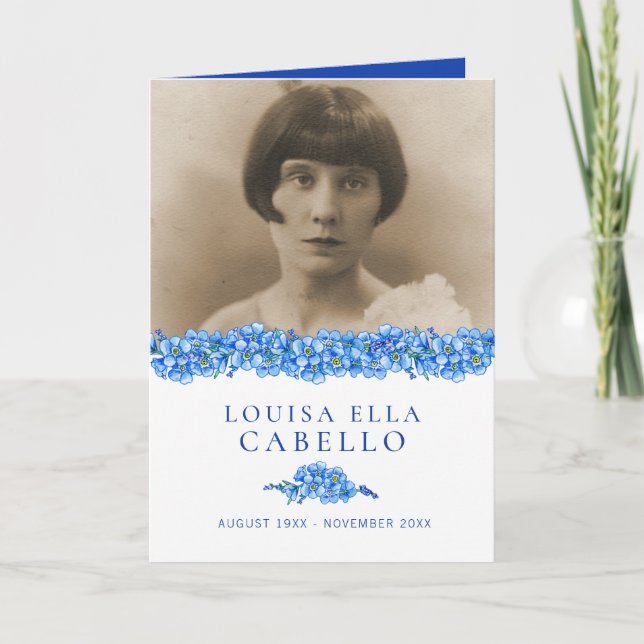 Programa de serviços funerários — flores azuis do  (Frente)