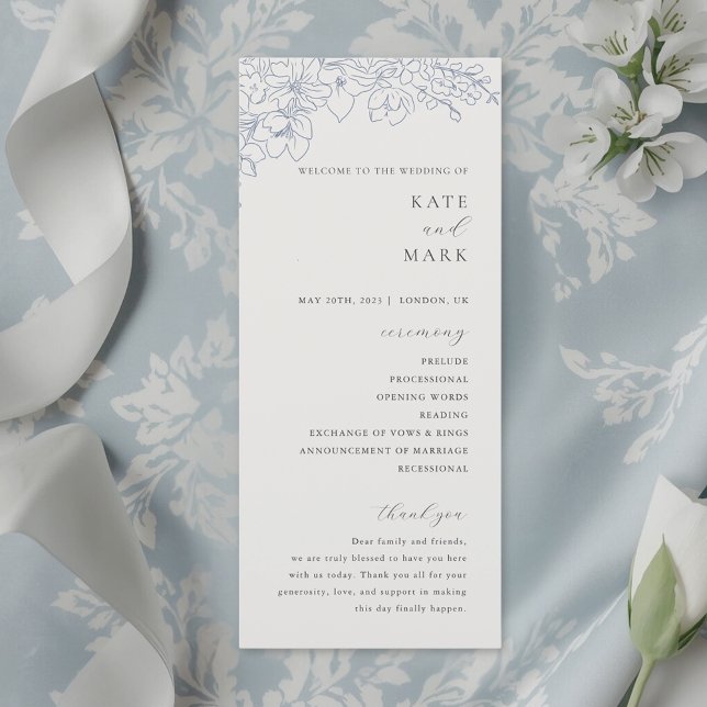Programa Delicate Blue Floral Wedding (Criador carregado)