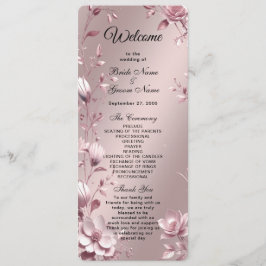 Programa Delicate Pink Floral Frame Wedding  Program