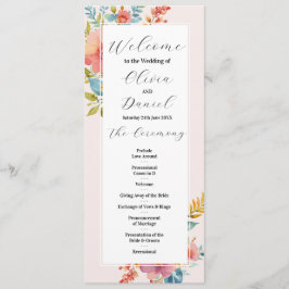 Programa Detalhes do Cardápio de Casamento Floral de Verão 