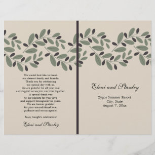 Programa do casamento da festão e da grinalda do
