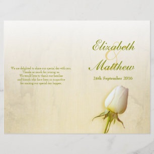 Programa do casamento do botão do rosa branco