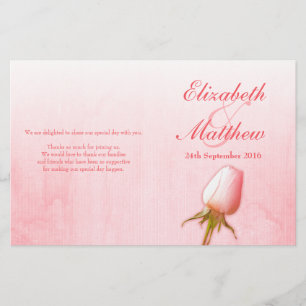 Programa do casamento do botão do rosa do rosa