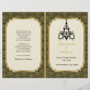 Programa do casamento do ouro do candelabro do