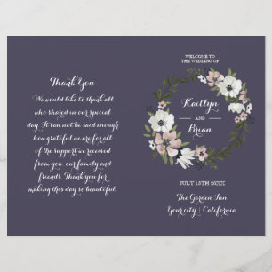 - Programa do casamento - roxo floral bonito