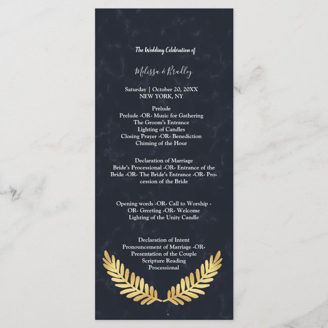 Programa do cerimonial de quadro dourado de volta  (Frente)