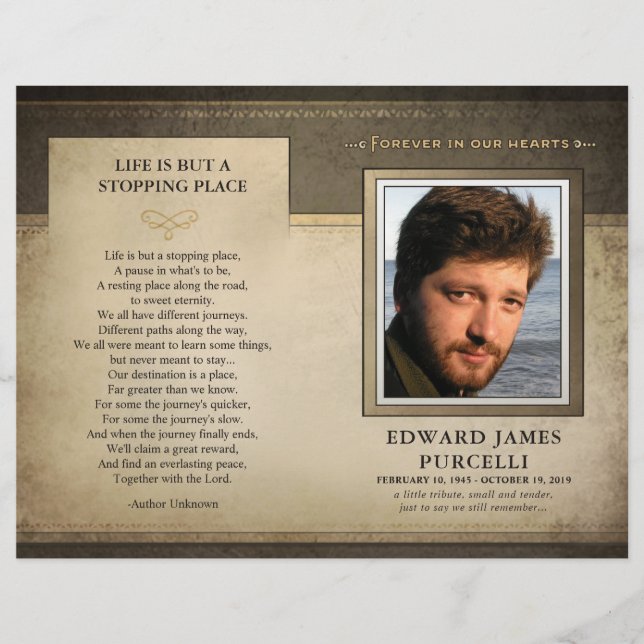 Programa do Serviço Memorial Funeral do Ouro Brown (Frente)