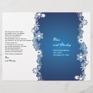 Programa dobrado do floco de neve casamento branco