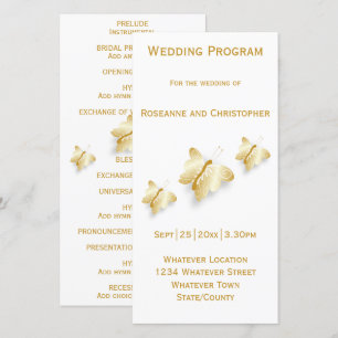 Programa Dourado Casamento Borboletas Design