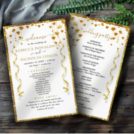 Programa Dourado de Casamento de Caligrafia Elegan