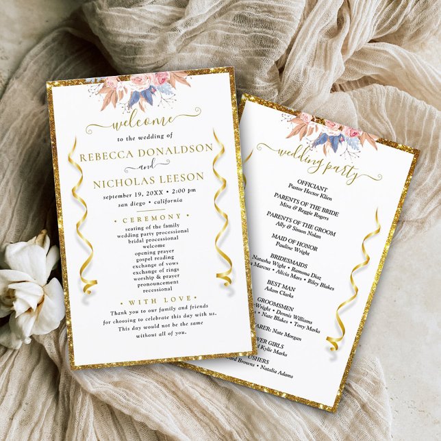 Programa Dourado de Casamento de Caligrafia Elegan (Criador carregado)