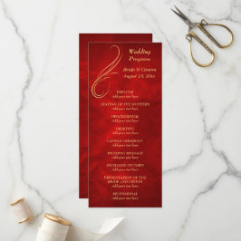 Programa Dourado de Casamento Vermelho Brilhante