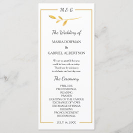 Programa Dourado galho elegante. Casamento com tipografia d