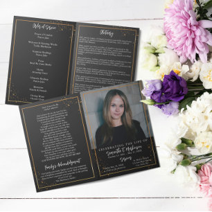 Programa Dourado Quadro Simples Moderno Específico Funeral