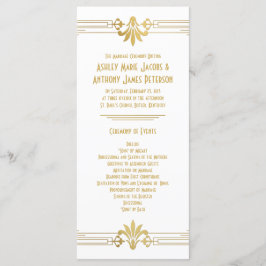 Programa Dourado White Roaring 20s Art Deco Wedding Program