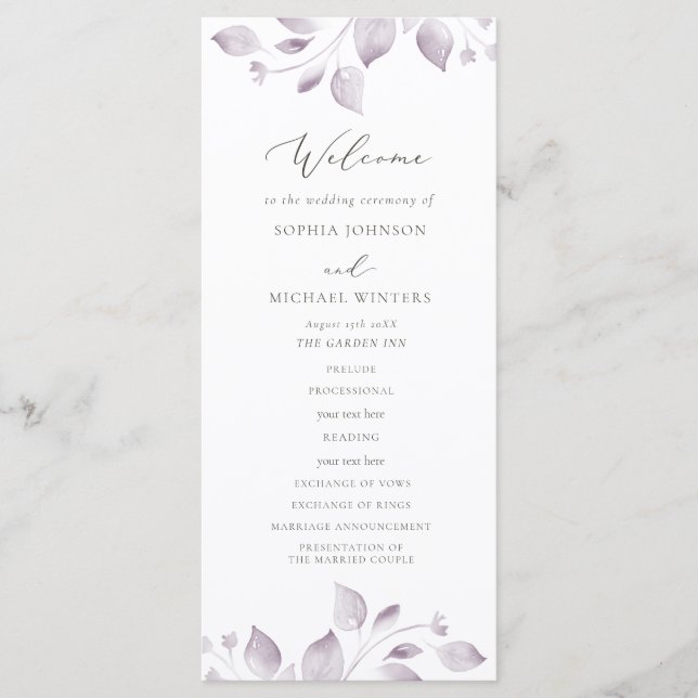 Programa Dreamy Foliage Wedding (Frente)
