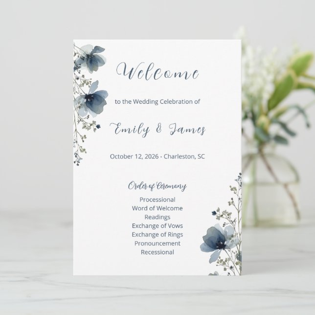 Programa Dusty Blue Botanical Wedding (Em pé/Frente)