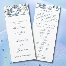 Programa Dusty Blue Chinoiserie Christian Wedding Program
