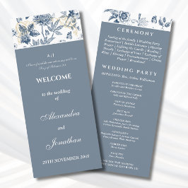 Programa Dusty Blue Chinoiserie Christian Wedding Program