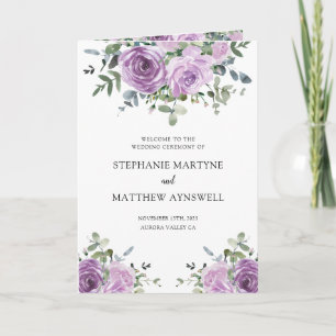 Programa Dusty Mauve Eucalyptus Botanical Wedding Program