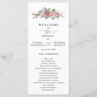 Programa Dusty Pink Floral Wedding Program