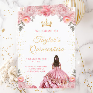 Programa Dusty Pink Princess Floral Quinceañera