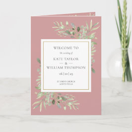 Programa Dusty Rosa Greenery Foliage Wedding