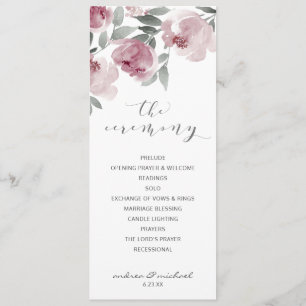 Programa Dusty Rosa Wedding Mauve Watercolor