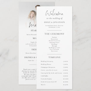 Programa e Menu combinados com foto de Casamento