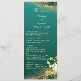 Programa e menu de casamento da joia de ouro verde