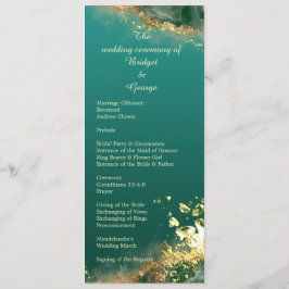 Programa e menu de casamento da joia de ouro verde