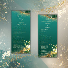 Programa e menu de casamento da joia de ouro verde