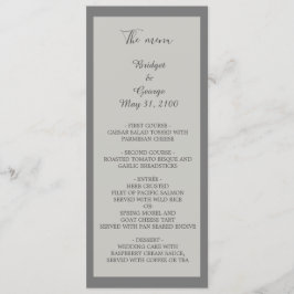 programa e menu de casamento de cinza mínima