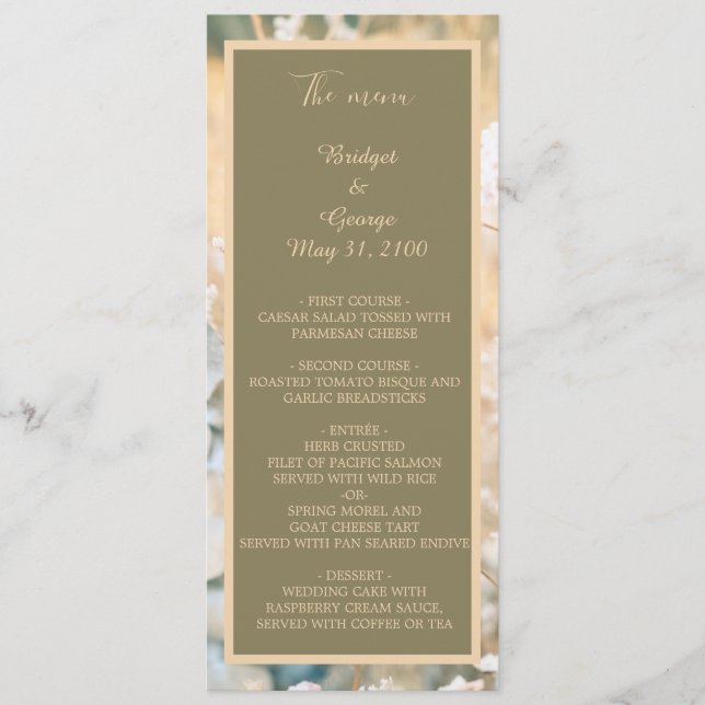 Programa e menu de casamento do Pastel Wildflower (Frente)