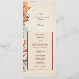 programa e menu de casamentos vintage naturais beg