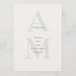 Programa Editorial Initial Minimal Wedding Program Card