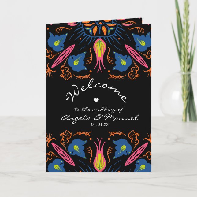 Programa Elefante Indiano Floral Preto Coração Mão Casament (Frente)
