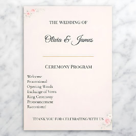 Programa Elegant Blush Wedding Program Card