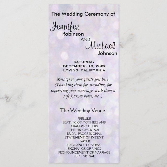 Programa Elegant Bokeh Wedding Program (Frente)