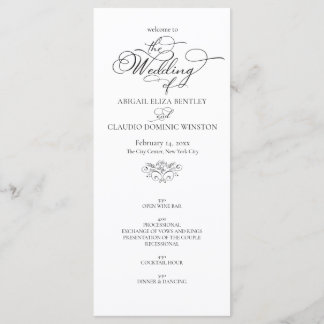 Programa Elegant Classic Black & White Calligraphy Wedding