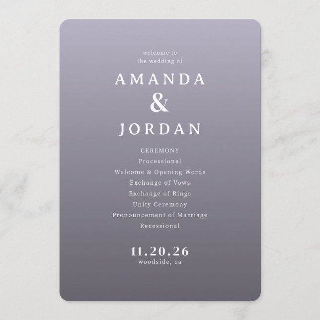 Programa Elegant Purple Wedding Ceremony Template (Frente)